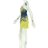 Women Color Block Backless Irregular Slash Shoulder Strapless Mini Dress