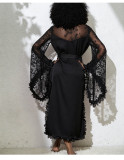 Women Petal‑Lace Bell‑Sleeve Home Bath Robe