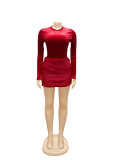 Women Autumn‑Winter Elegant Bodysuit & Skirt Two‑Piece Set