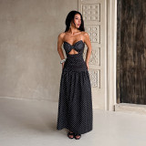 Women Polka‑Dot Tie‑Knot Cutout Holidays Maxi Dress