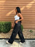 Women Star‑Flag Pocket Denim Pants