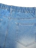 Women Ripped Color‑Block Denim Wide‑Leg Pants