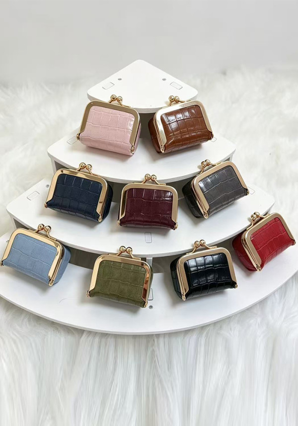 Women Croc‑Embossed Rhinestone‑Decorated Jewelry Pouch Necklace Earring Storage Coin Purse