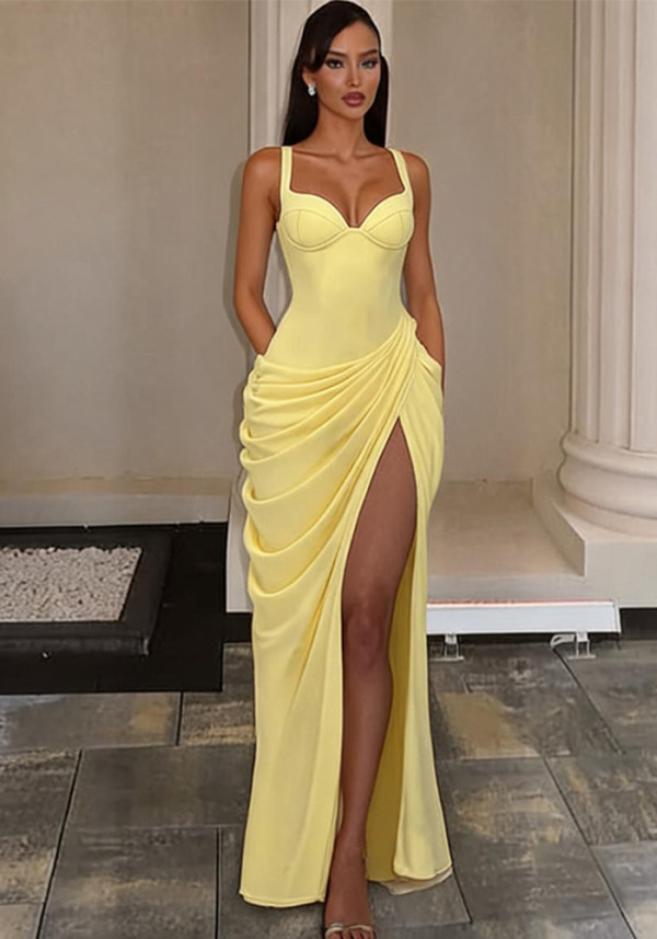 Women Autumn Elegant V‑Neck Sleeveless Bodycon Dress