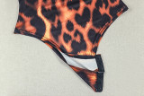 Women’s Sexy Leopard Print Sleeveless High Neck Halter Neck Tight-Fitting Slim-Fit Jumpsuit