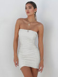 Spring/Summer Women’s Sexy Strapless Ruched Bodycon Nightclub Dress