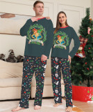 Christmas Halloween Family Cartoon Print Round Neck Loungewear Pajama Set