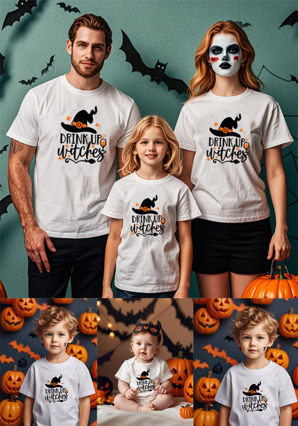Halloween Family Matching Funny Print Three-Person T-Shirt