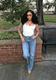 Women’s High Street Leopard Print Star Detail Back Pocket Loose Straight-Leg Denim Pants