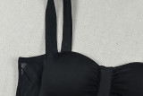 Women’s Solid Color Tight-Fitting Strap Mesh Patchwork Slim-Fit Jumpsuit