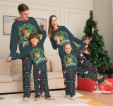Christmas Halloween Family Cartoon Print Round Neck Loungewear Pajama Set