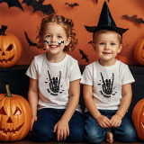 Halloween Women’s Custom Stay Spooky Skeleton Hand Print T-Shirt