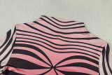 Women’s Fashion Zebra Print Slim-Fit Long Sleeve Sexy Two Piece Pants Set