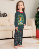 Christmas Halloween Family Cartoon Print Round Neck Loungewear Pajama Set