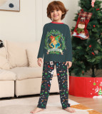 Christmas Halloween Family Cartoon Print Round Neck Loungewear Pajama Set