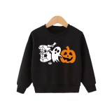 Winter Christmas Family Cartoon Print Long Sleeve Round Neck Top