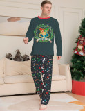 Christmas Halloween Family Cartoon Print Round Neck Loungewear Pajama Set
