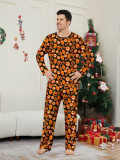 Halloween Family Pumpkin Funny Devil Print Loungewear Pajama Set