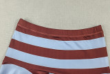Women’s Plus Size Stripe Color Block Casual Holiday Print Two-Piece Skirt Set
