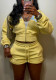 Women’s Studded Cropped Hooded Zip-Up Jacket and Drawstring Shorts Two-Piece Set