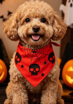 Halloween Pet Bandana with Skeleton and Spider Web Print for Dogs Halloween Pet Bandana with Skeleton and Spider Web Print for Dogs