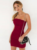Spring/Summer Women’s Sexy Strapless Ruched Bodycon Nightclub Dress