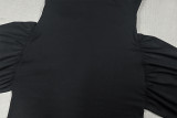 Women’s Sexy Low Back High-Waisted Slim-Fit Black Bodycon Nightclub Mini Dress