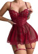 Women’s Sexy Lace-Up See-Through Lace Strappy Babydoll Lingerie Set