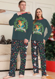 Christmas Halloween Family Cartoon Print Round Neck Loungewear Pajama Set