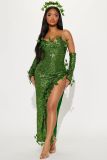 Halloween Adult Leaf Sequin Sexy Dance Costume Dress