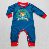 Christmas Halloween Family Cartoon Print Round Neck Loungewear Pajama Set