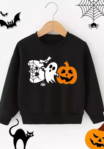 Winter Christmas Family Cartoon Print Long Sleeve Round Neck Top