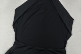 Women’s Sexy Low Back High-Waisted Slim-Fit Black Bodycon Nightclub Mini Dress