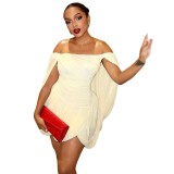 Women’s Fashion Solid Color Ruched Off Shoulder Party Mini Dress