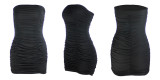 Spring/Summer Women’s Sexy Strapless Ruched Bodycon Nightclub Dress