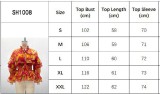 African Women Casual V-Neck Ruffle Print Long Sleeve Shirt