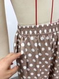 Plus Size African Women Polka Dot Long Sleeve Turndown Collar Shirt and Long Pants Two Piece Set