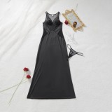 Women See-Through Mesh Sleeveless Shaping Sexy Dress with Thong Lingerie