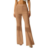 Women Casual Solid Wide Leg Long Pant