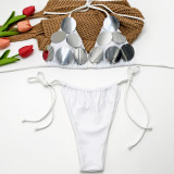 Women Sequin Sexy Beaded Swimsuit Two Piece Set