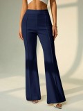 Women Casual Solid Wide Leg Long Pant
