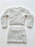 Women Fall Winter Knitting Round Neck Long Sleeve Sweater and Skirt Two Piece Set