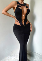 Women Lingerie Metal Chain Hollow Strap Bodysuit with Sexy Bodycon Mermaid Maxi Dress Women Lingerie Metal Chain Hollow Strap Bodysuit with Sexy Bodycon Mermaid Maxi Dress