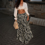 Women Holidays Zebra Print Midi Skirt