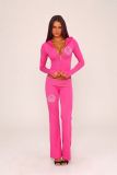 Women Fall Winter Casual Skull Rubber Print Patchwork Top and Bell Bottom Pant Two Piece Set