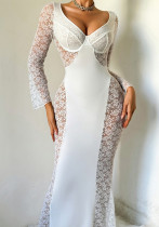 Women French Rose Lace See-Through Shaping Sexy Long Sleeve Dress with Thong Lingerie Women French Rose Lace See-Through Shaping Sexy Long Sleeve Dress with Thong Lingerie