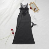 Women See-Through Mesh Sleeveless Shaping Sexy Dress with Thong Lingerie