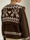Women Knitting Jacquard Scarf Top Sweater Two Piece Set