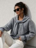Women Knitting Jacquard Scarf Top Sweater Two Piece Set