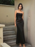 Women Embroidered Patchwork Party Maxi Dress